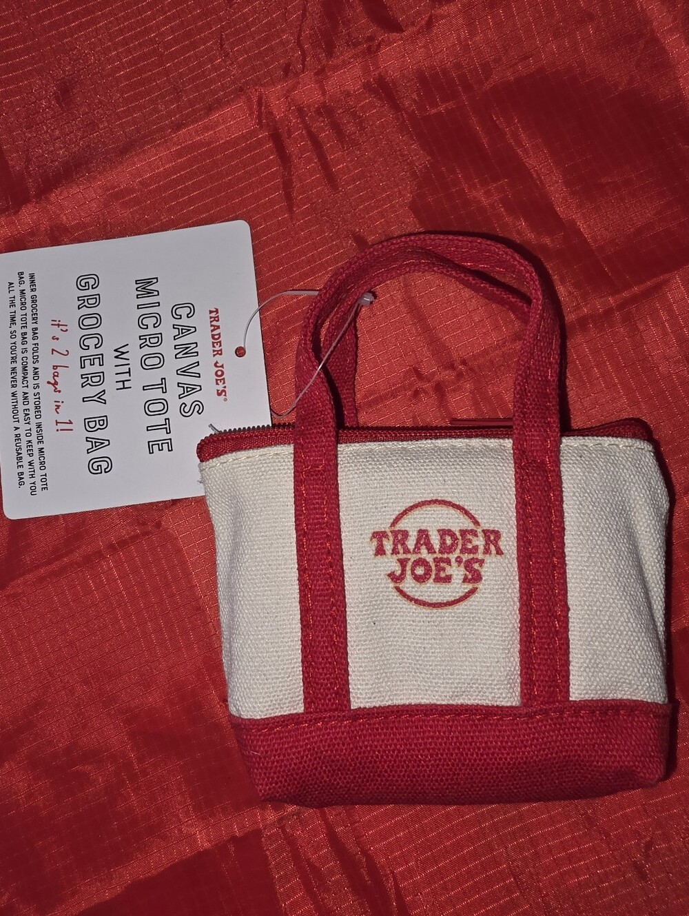 Set Of 3 Trader Joe's Canvas Micro Tote w/Grocery Bag - Picture 5 of 5